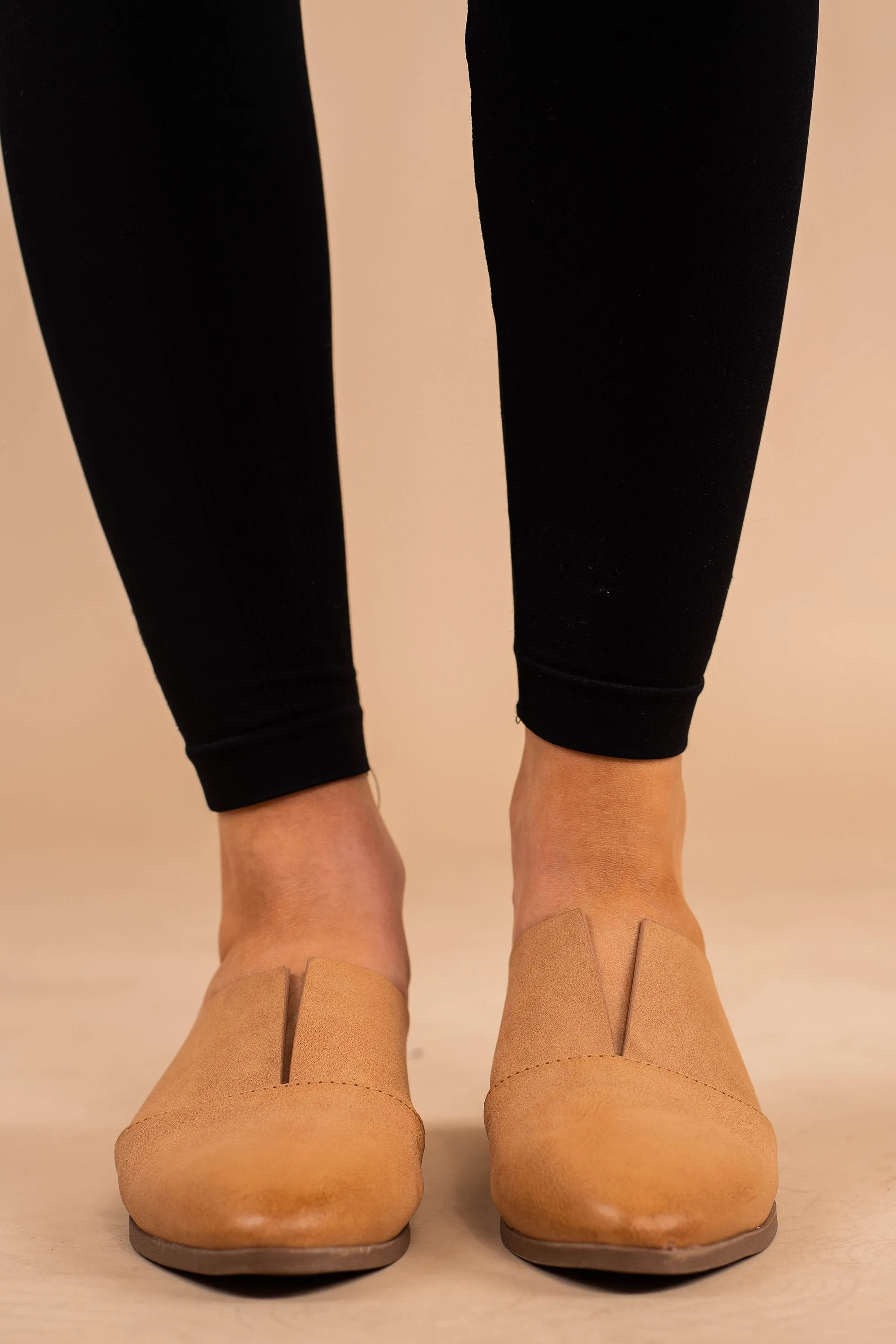 I Mean Business Camel Brown Flat Mules