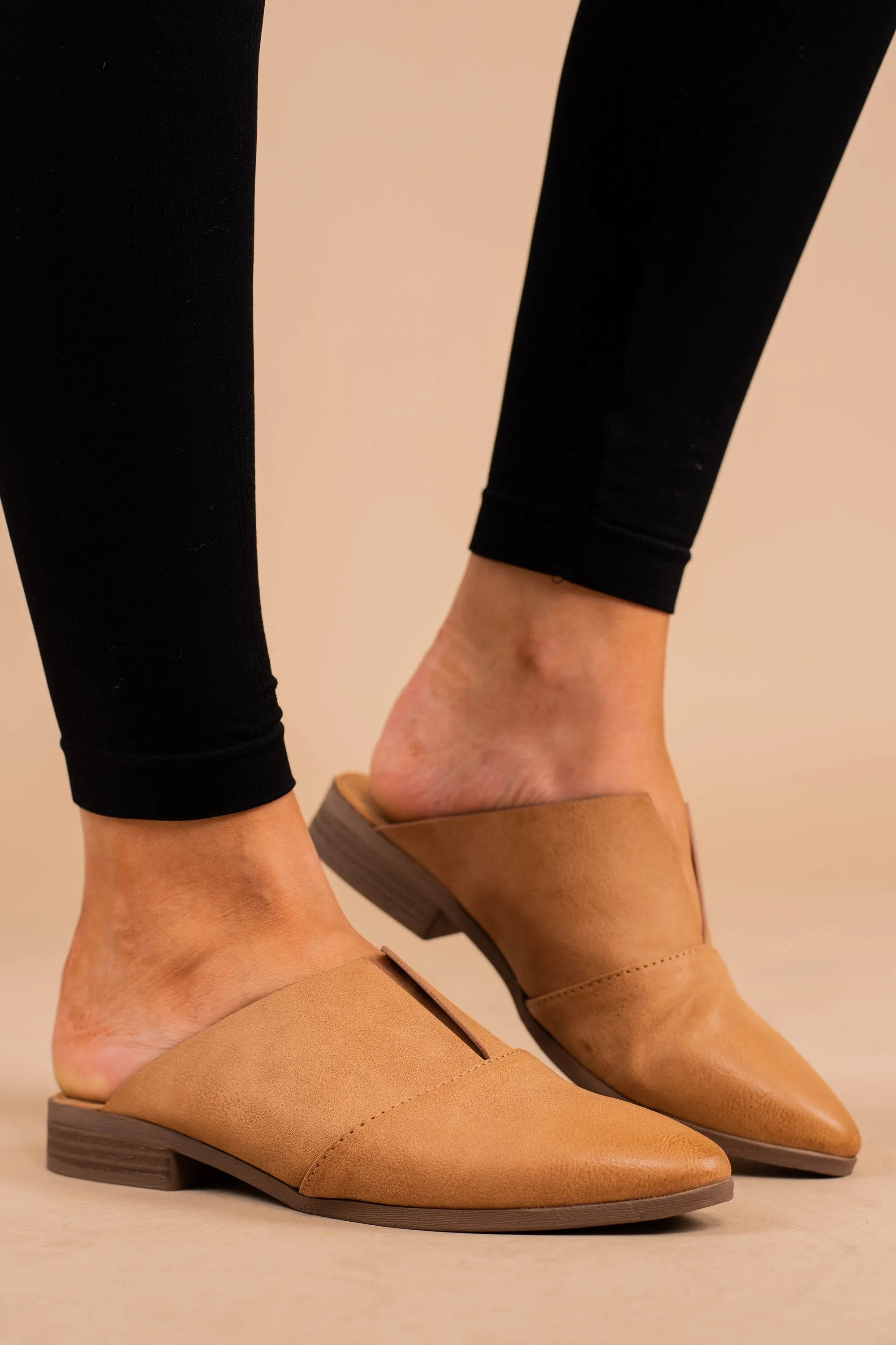 I Mean Business Camel Brown Flat Mules