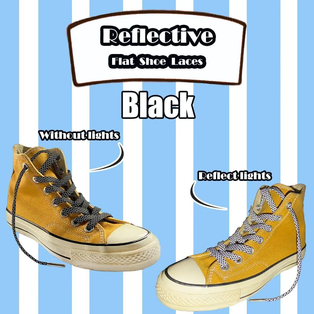 Iron head Flat Shoe Laces Reflective,for Sport Sneakers Skates Boots 9 Different Lengths 6 Colors