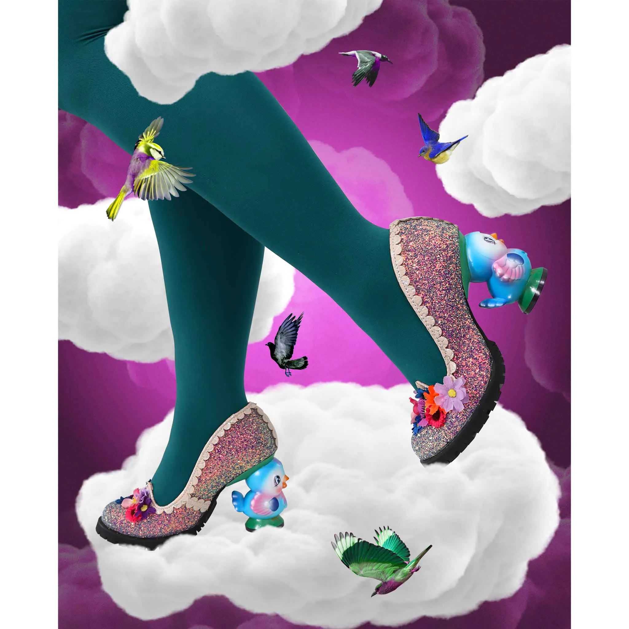 Irregular Choice Womens Flock Together High Heel - Purple