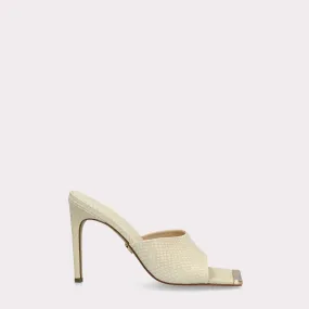 KALINA 05 OFF-WHITE LIZZARD EMBOSSED LEATHER MULES