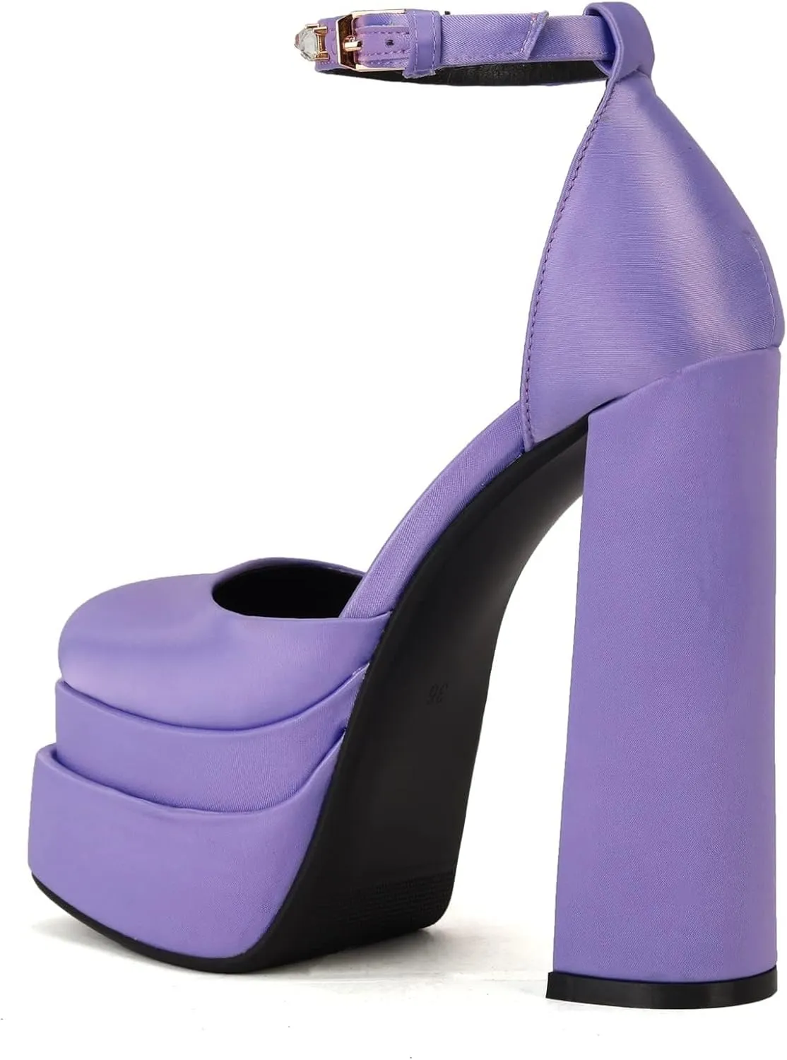 keleimusi Strappy Platform Pumps Lace-Up Square Toe Patent Leather High Blocked Chunky Sandals for Women