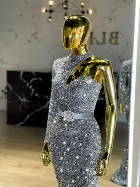 Konor Glamorous One-Shoulder Sequin Dress
