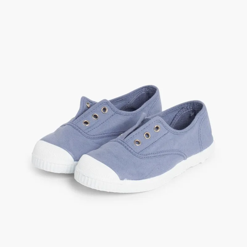 Laceless Rubber Toe Canvas Sneakers, Blue
