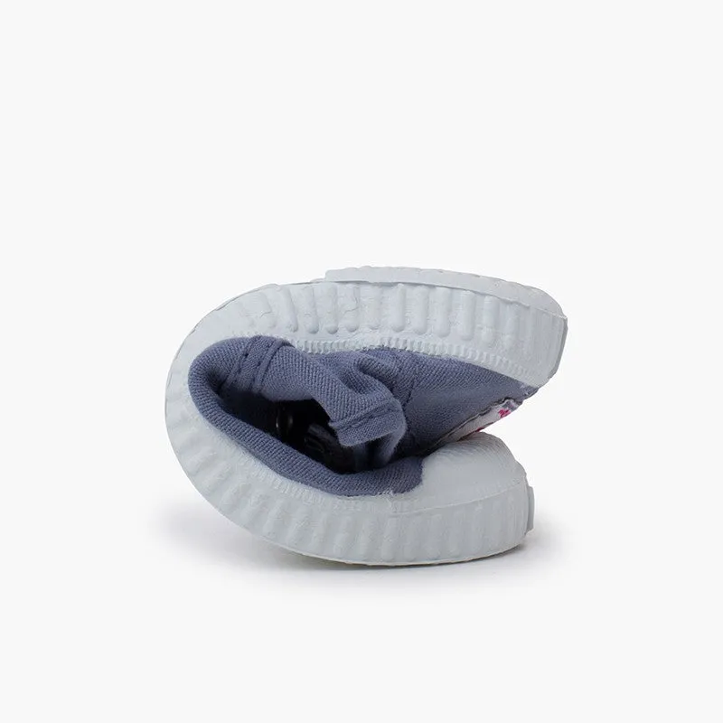 Laceless Rubber Toe Canvas Sneakers, Blue