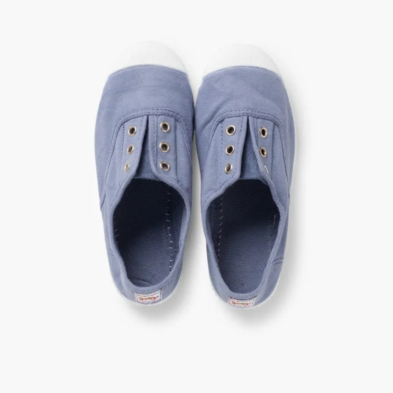 Laceless Rubber Toe Canvas Sneakers, Blue