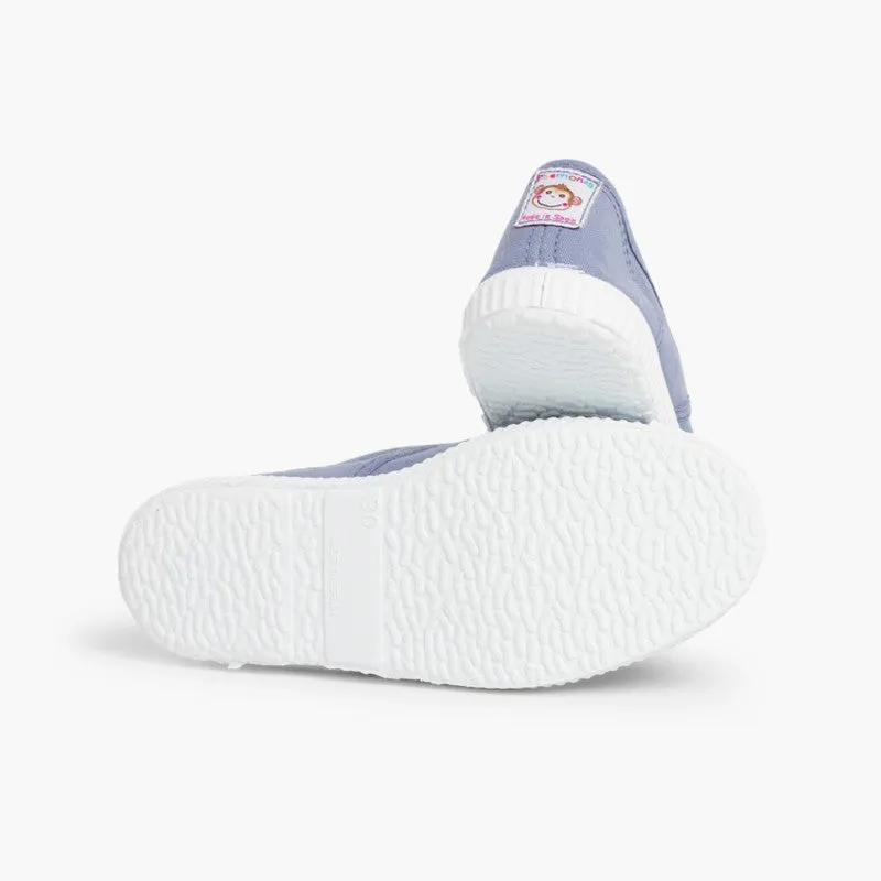 Laceless Rubber Toe Canvas Sneakers, Blue