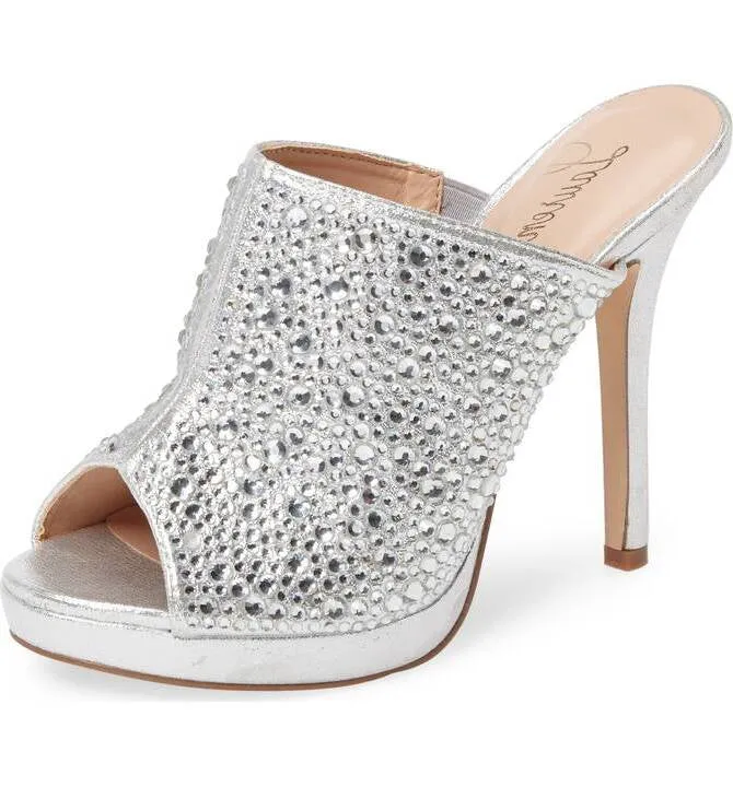 Lauren Lorraine Mimi White Candy Rhinestone Wedding Bridal Mule Sandal Pumps