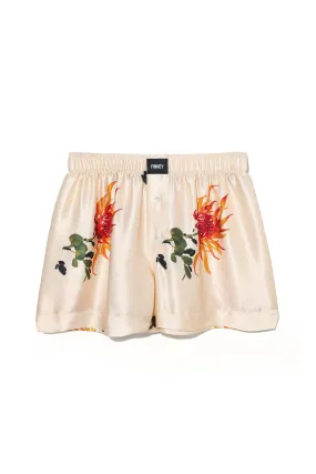 Le Weekend Silk Boxer Orange Chrysanthemum Woman