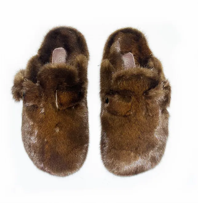 Linda Richards Mink Clogs, Tobacco