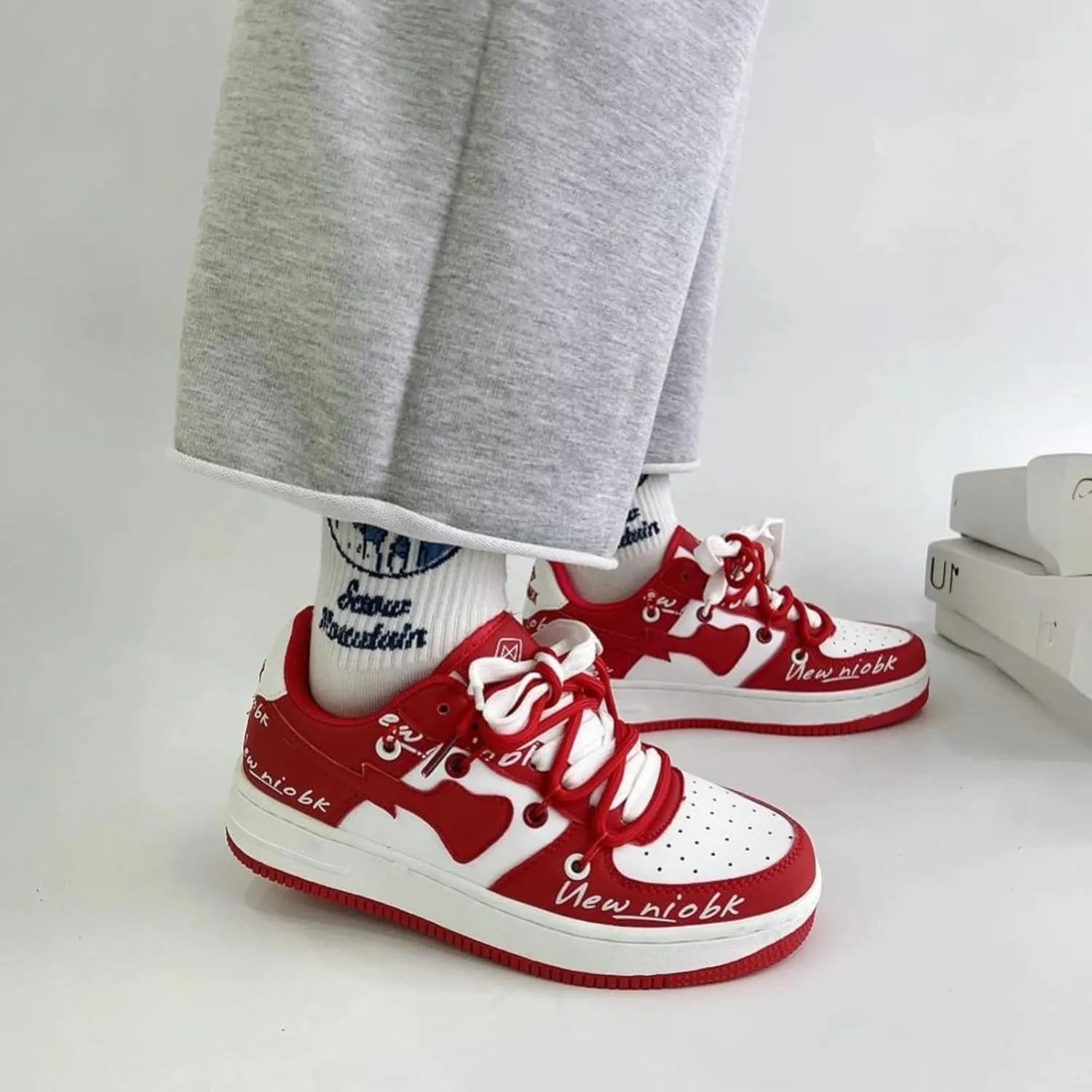 Love Heart Letter Print Platform Fashion Sneakers Skate Shoes Gifts Aesthetic Casual Chunky Shoes for Women