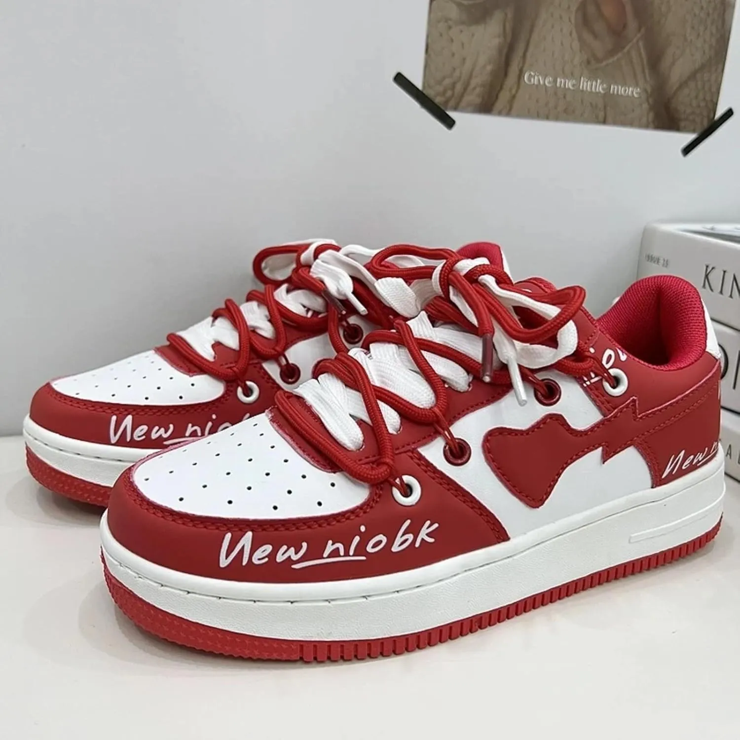 Love Heart Letter Print Platform Fashion Sneakers Skate Shoes Gifts Aesthetic Casual Chunky Shoes for Women