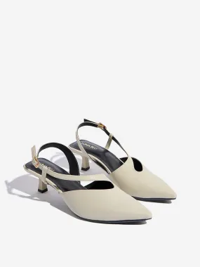 LUNA BLU Ivory Asymmetrical Slingback Mules