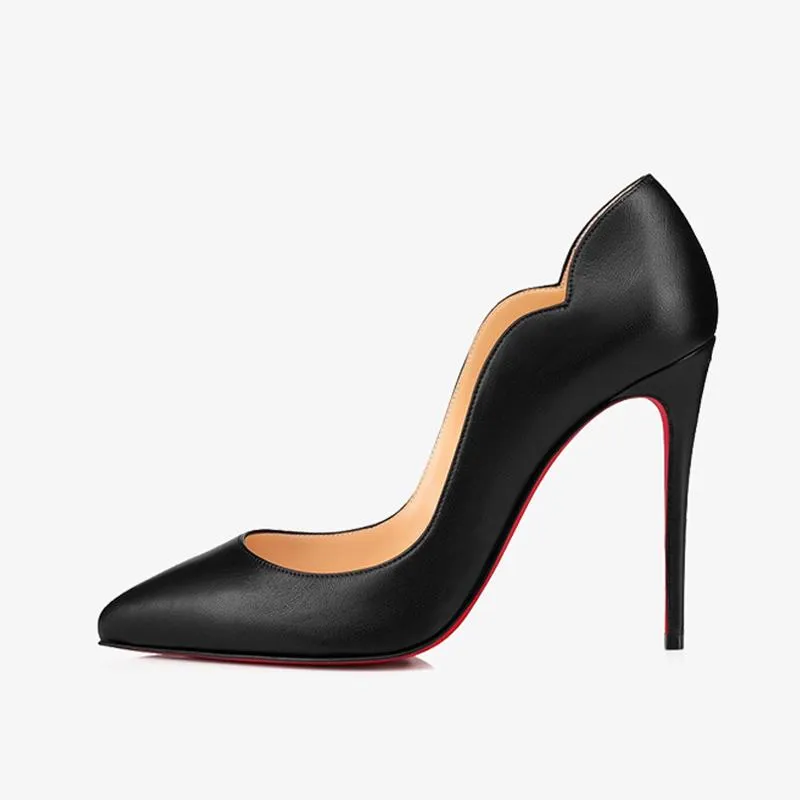 Luxurious Black Calf Leather Stiletto Pump