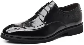 Men's Breathable Comfortable Business Lace Up Oxford Shoes Fashion Classic Carved Lace Up Leather Low Heels Dress Shoes