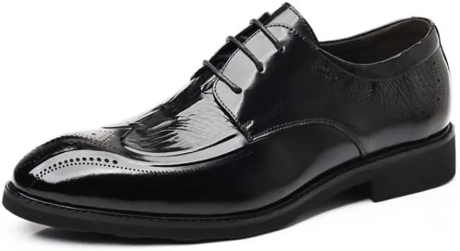 Men's Breathable Comfortable Business Lace Up Oxford Shoes Fashion Classic Carved Lace Up Leather Low Heels Dress Shoes