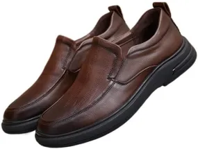 Men's Breathable Genuine Leather Brogue Oxfords Mens Business Casual Loafers Formal Oxford Slip On Dress Shoes