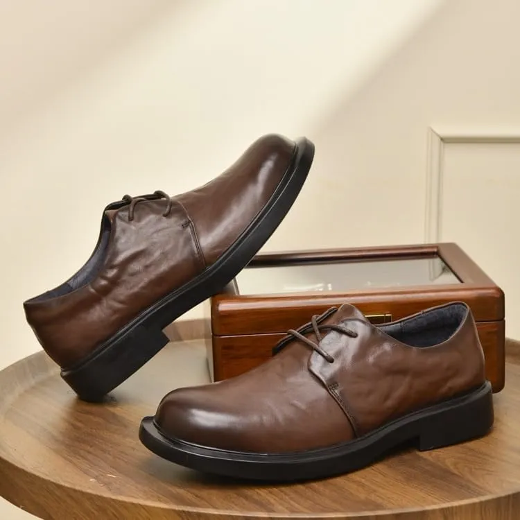 Men's Breathable Leather Wingtip Brogue Oxfords Classic Lace-up Formal Tuxedo Derby Shoes Comfortable Non-Slip Low Top Business Work Shoes