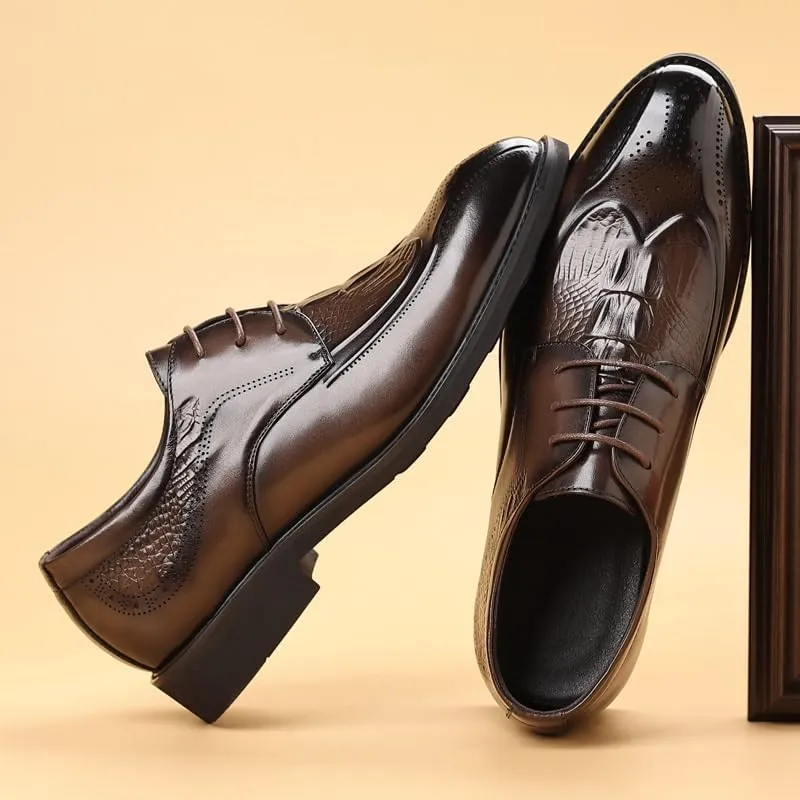 Men's Casual Genuine Leather Flats Soft Driving Walking Dress Shoes Breathable Lace Up Shoes for Business Office Wear