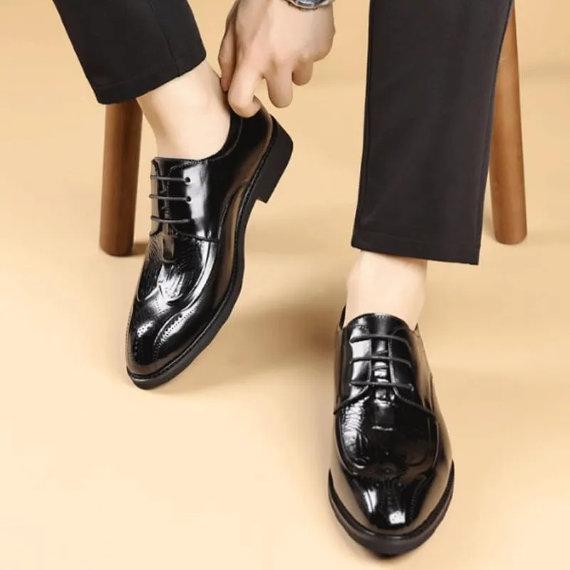 Men's Casual Genuine Leather Flats Soft Driving Walking Dress Shoes Breathable Lace Up Shoes for Business Office Wear
