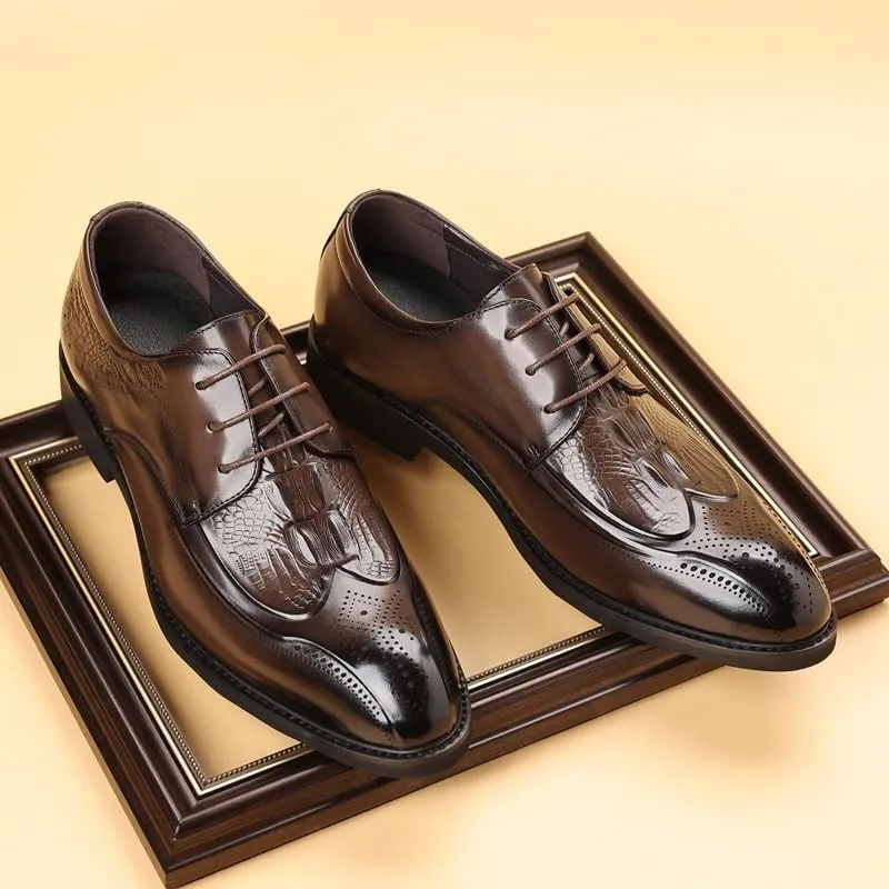 Men's Casual Genuine Leather Flats Soft Driving Walking Dress Shoes Breathable Lace Up Shoes for Business Office Wear