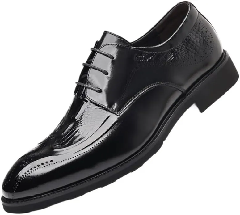 Men's Casual Genuine Leather Flats Soft Driving Walking Dress Shoes Breathable Lace Up Shoes for Business Office Wear