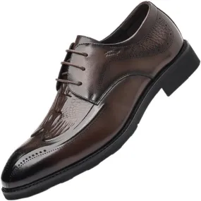 Men's Casual Genuine Leather Flats Soft Driving Walking Dress Shoes Breathable Lace Up Shoes for Business Office Wear