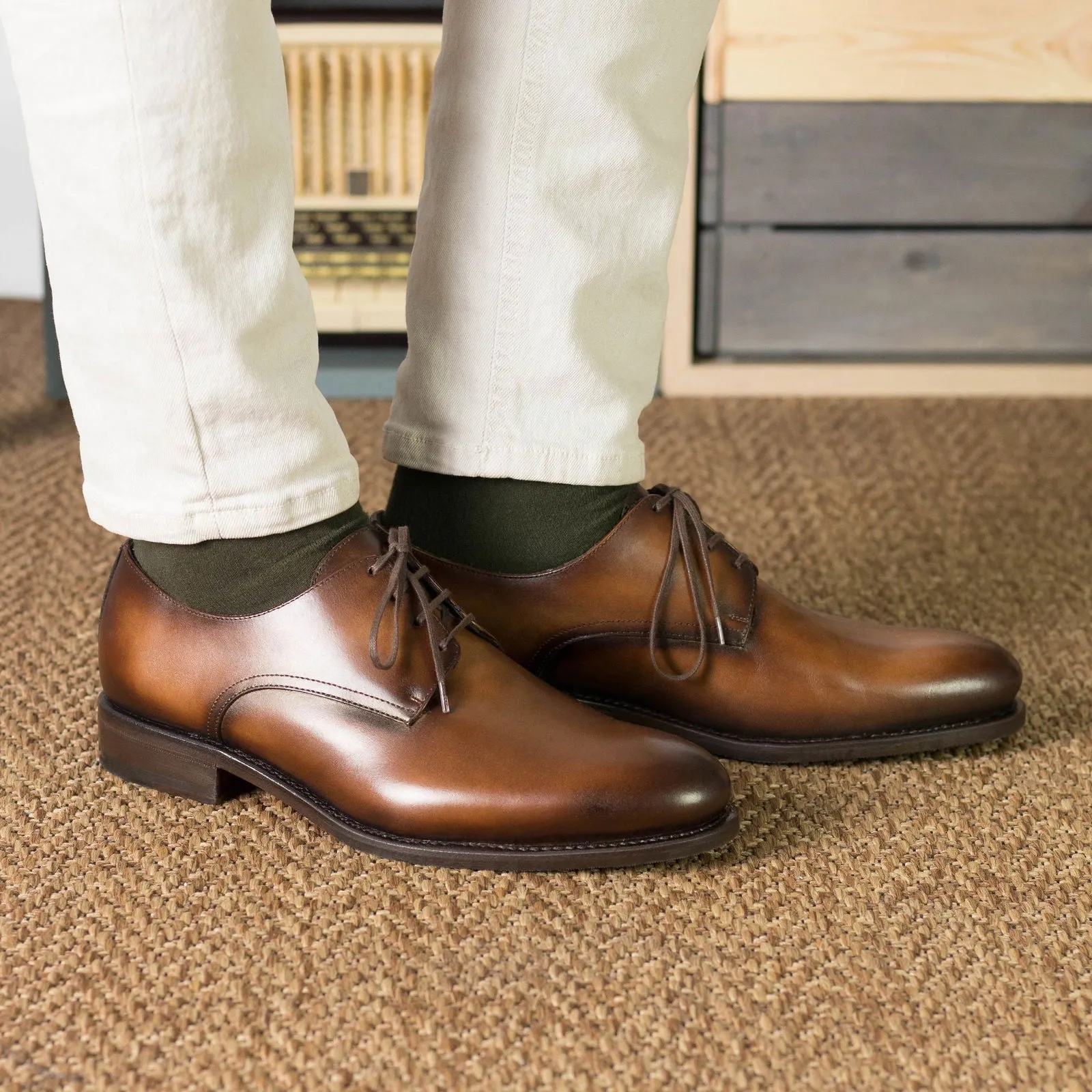 Men's Derby Leather Shoes Goodyear Welt Wide Plus Size 5599