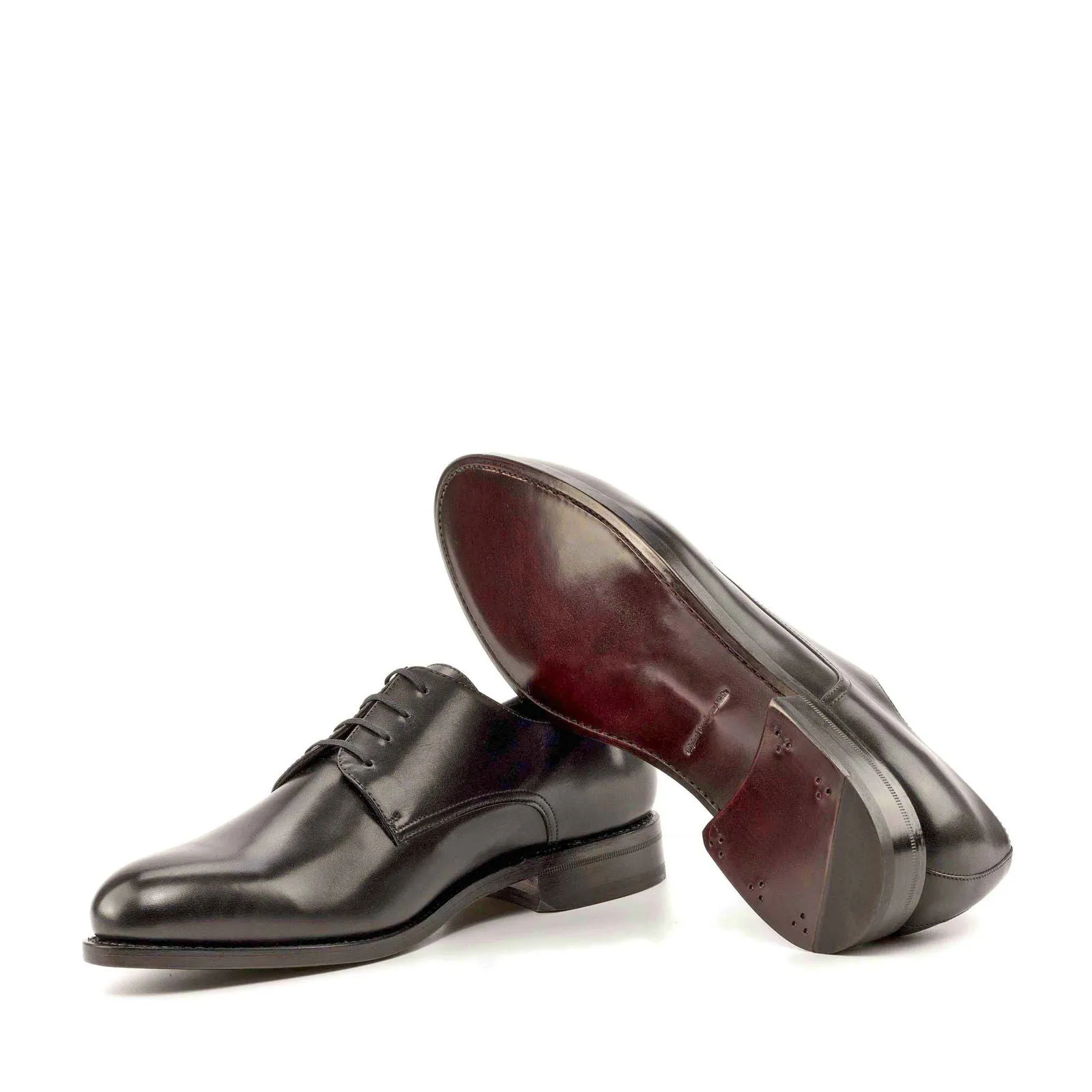 Men's Derby Leather Shoes Goodyear Welt Wide Plus Size Black 5000