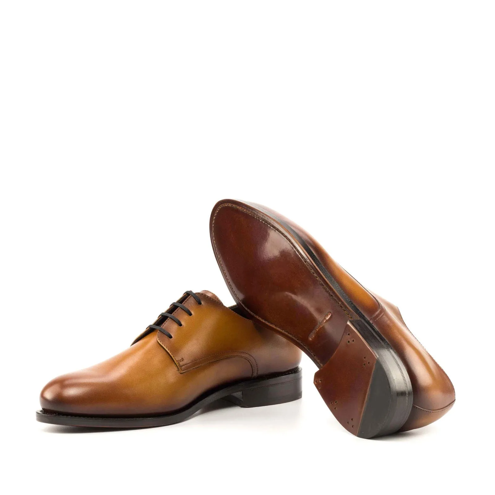 Men's Derby Leather Shoes Goodyear Welt Wide Plus Size Brown 5002