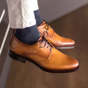 Men's Derby Leather Shoes Goodyear Welt Wide Plus Size Brown 5002