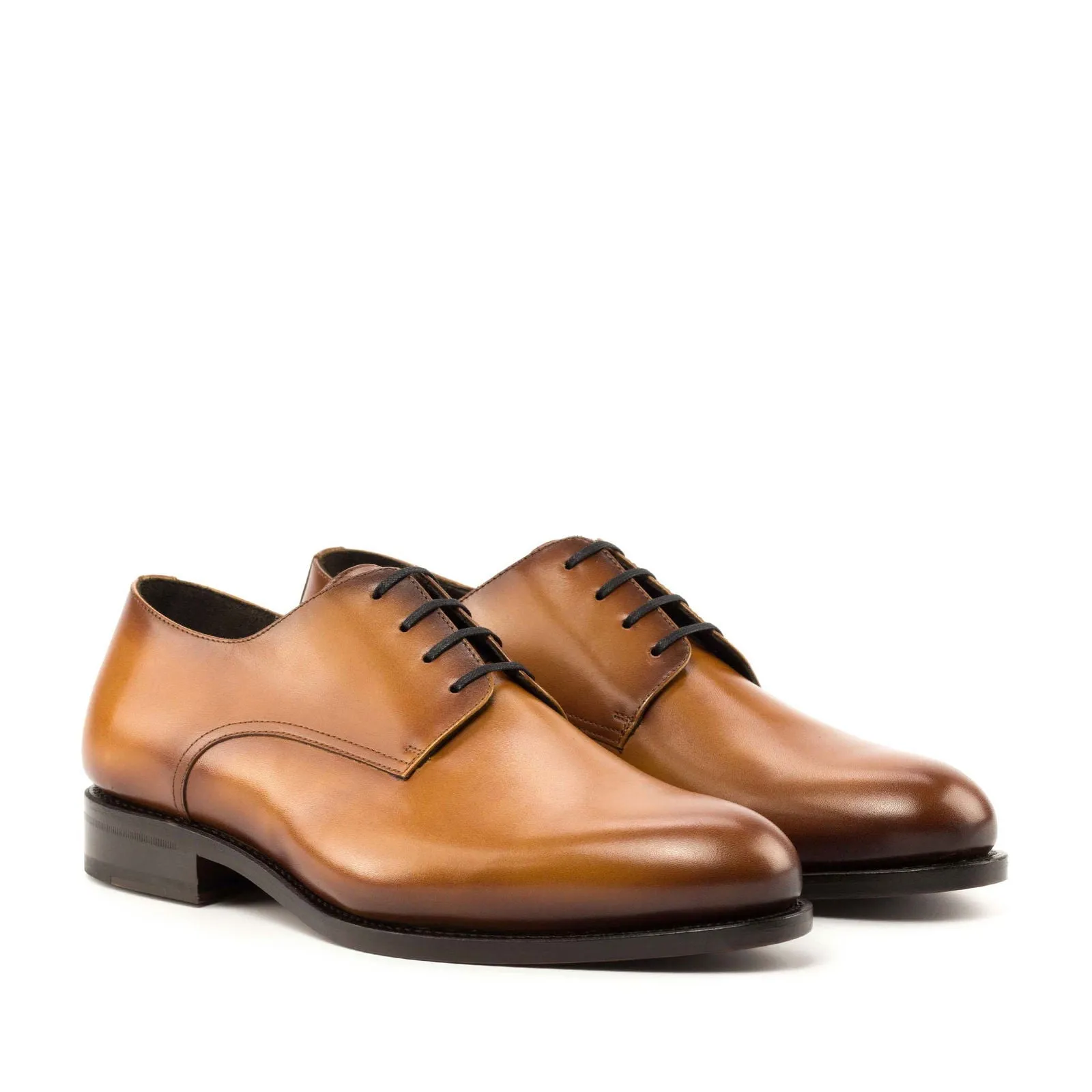 Men's Derby Leather Shoes Goodyear Welt Wide Plus Size Brown 5002