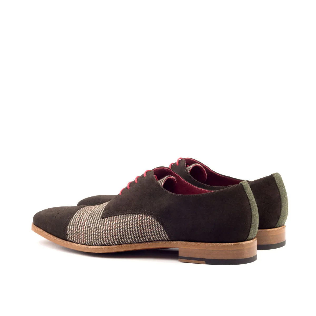 Men's Derby Leather Shoes Wide Plus Size Brown Green 2694