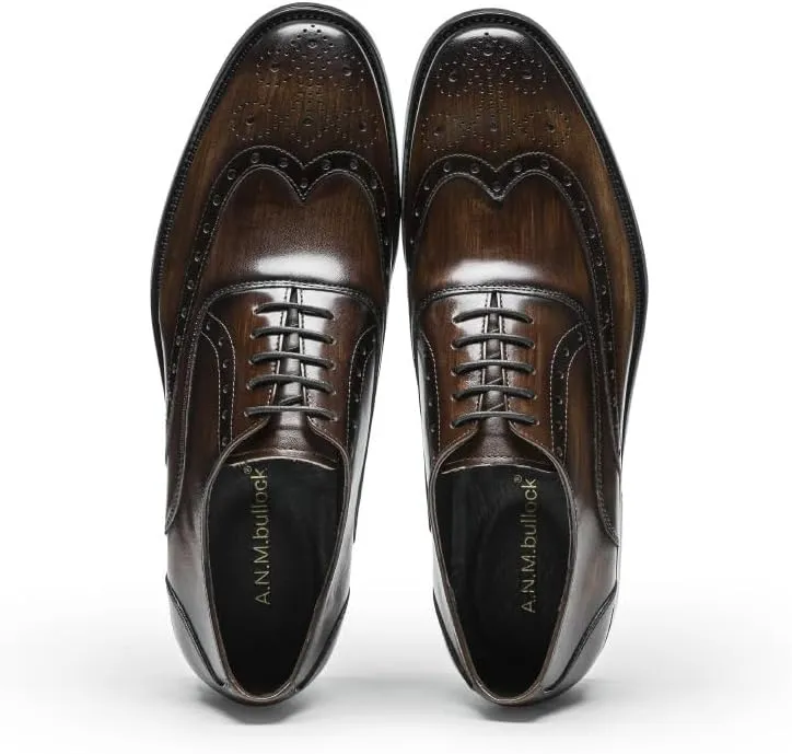 Men's Fashion Classic Pointed Toe Lace Up Low Top Leather Dress Shoes for Formal Business Office Church