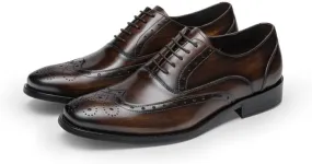 Men's Fashion Classic Pointed Toe Lace Up Low Top Leather Dress Shoes for Formal Business Office Church
