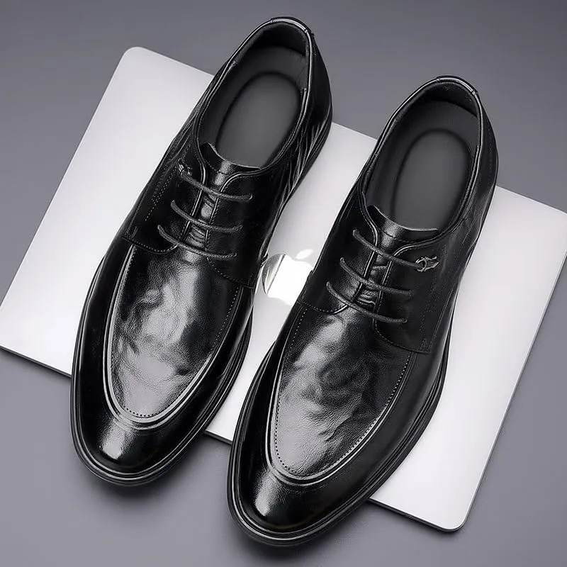 Men's Fashion Classic Pointed Toe Lace Up Low Top Leather Dress Shoes Men Brogue Oxfords Shoes