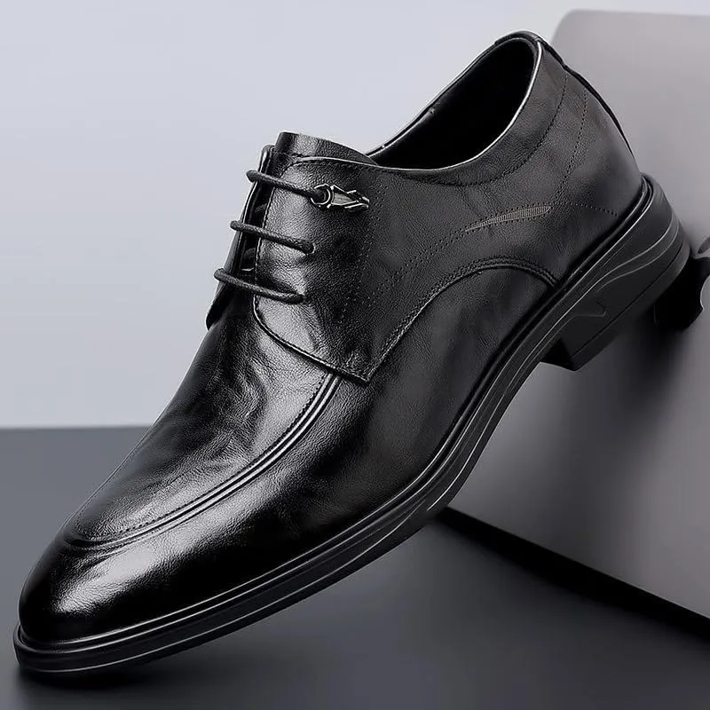 Men's Fashion Classic Pointed Toe Lace Up Low Top Leather Dress Shoes Men Brogue Oxfords Shoes