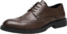 Men's Genuine Leather Derby Shoes Lightweight Anti-Slip Sole Business Casual Oxfords for Weddings, Work & Outdoor Activities