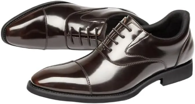 Men's Leather Platform Formal Derby Shoes Men's Fashion Classic Pointed Toe Lace Up Low Top Dress Shoes