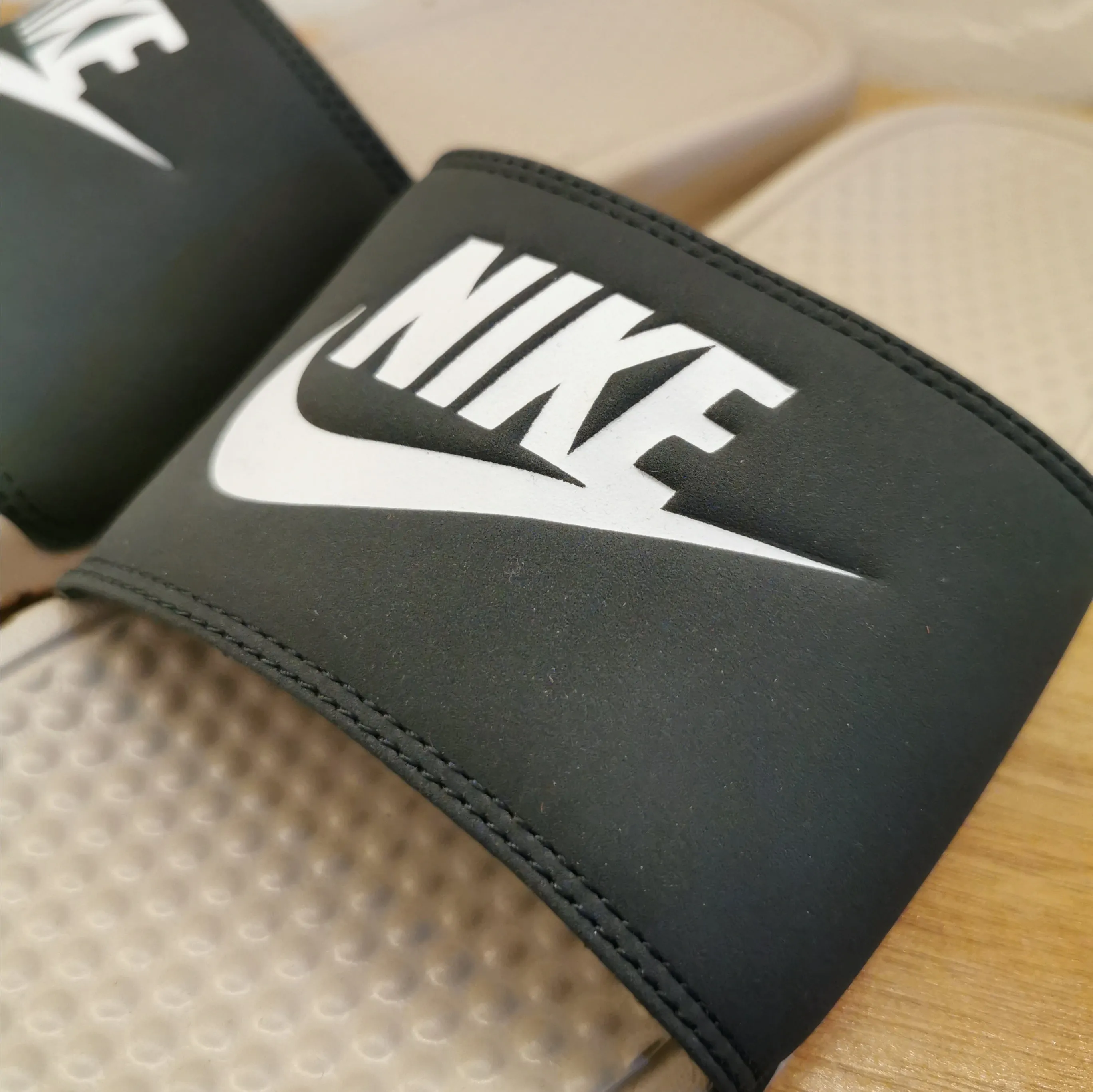 Men's Nike Benassi JDI Slides (String/White/Seaweed)(343880-202)