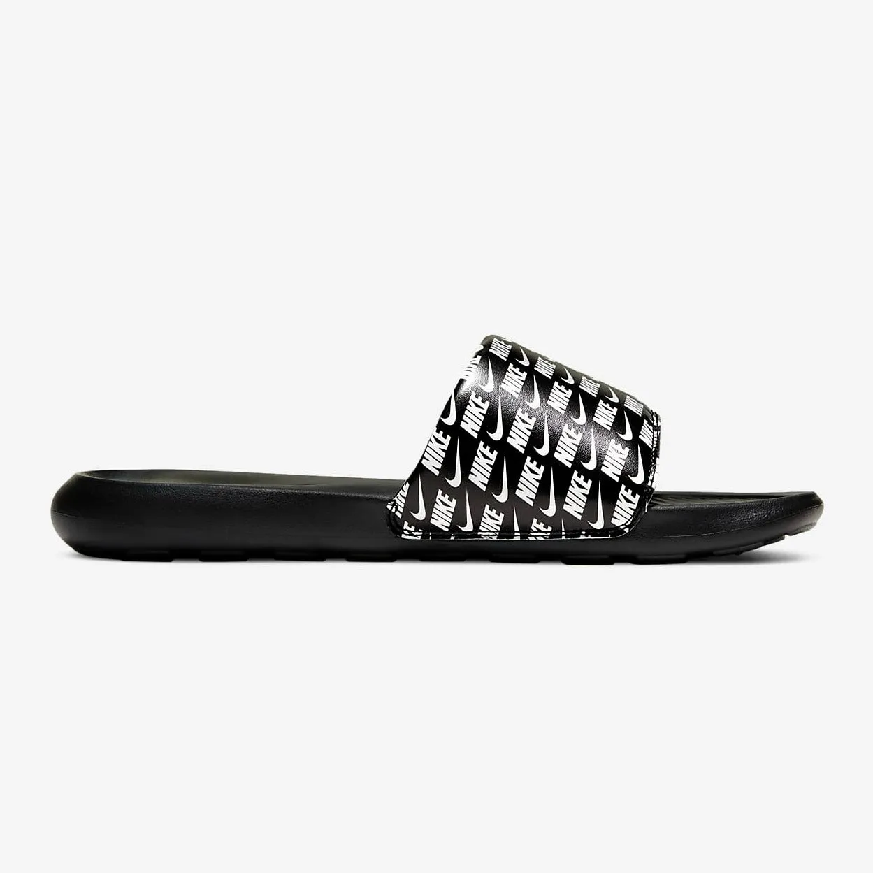 Men's Nike Victori One Print Slides "Repeat Logo" (Black/White)(CN9678-006)