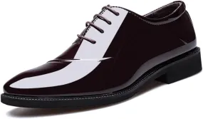 Men's Patent Leather Tuxedo Dress Shoes Classic Lace-up Formal Business Oxford Wedding Shoes
