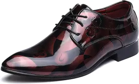 Men's Patent PU Leather Derby Shoes Wedding Wingtip Dress Shoes Men's Formal Footwear