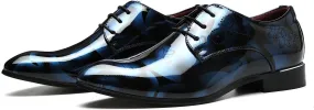 Men's Patent PU Leather Derby Shoes Wedding Wingtip Dress Shoes Men's Formal Footwear