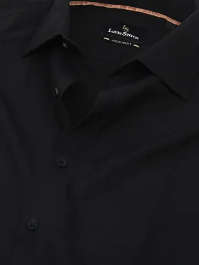 Men's Solid Black Full Sleeves Regular Fit Formal Shirt