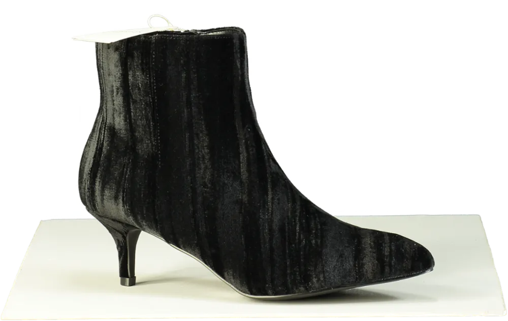 Monsoon Black Mila Velvet Kitten Heel Boots UK 7 EU 40 👠