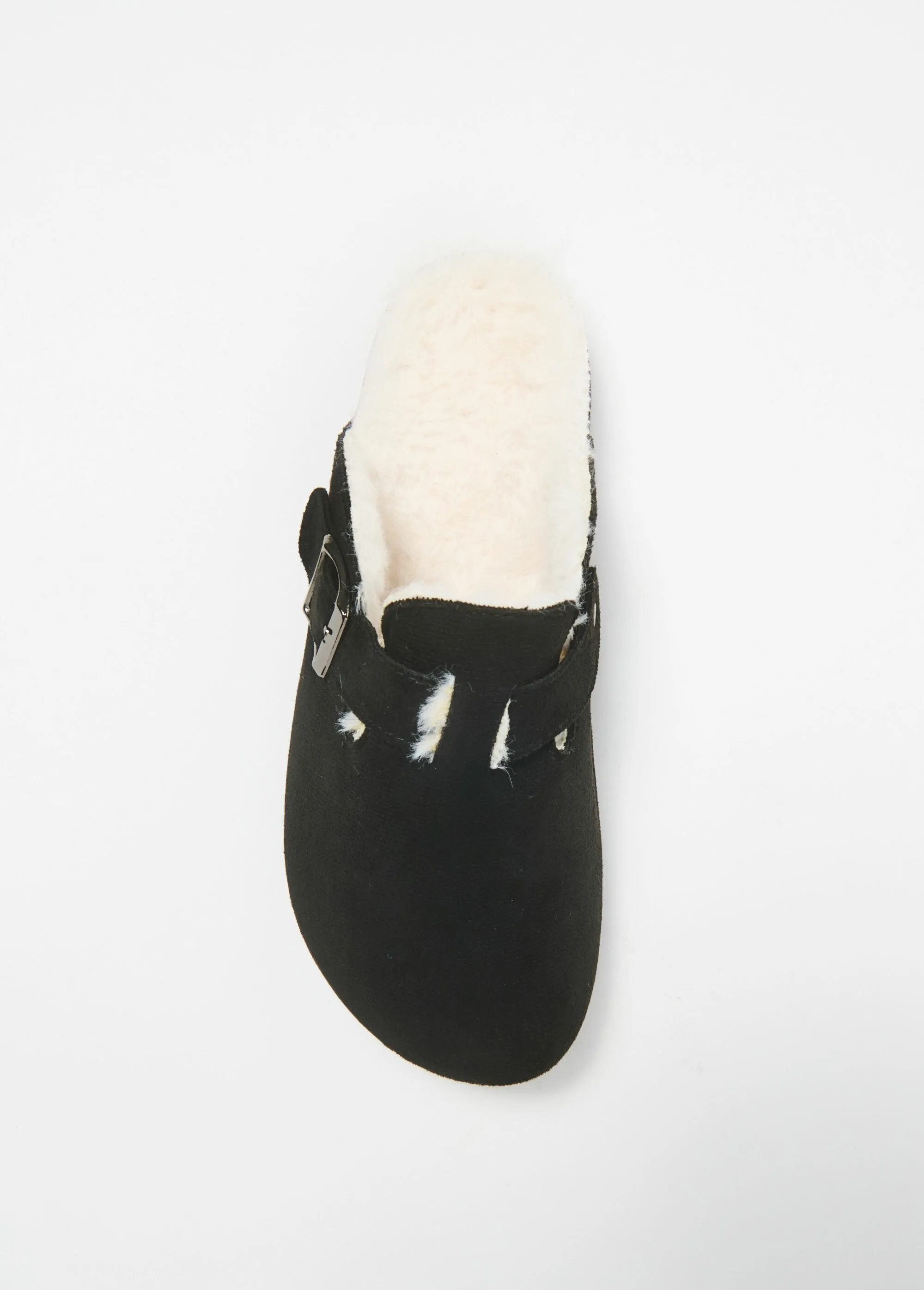 Mules tendance fourrées avec boucle