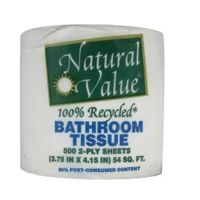 Natural Value Sustainable Bath Tissue - 48 Double Rolls - Bulk Pack of 48 Rolls