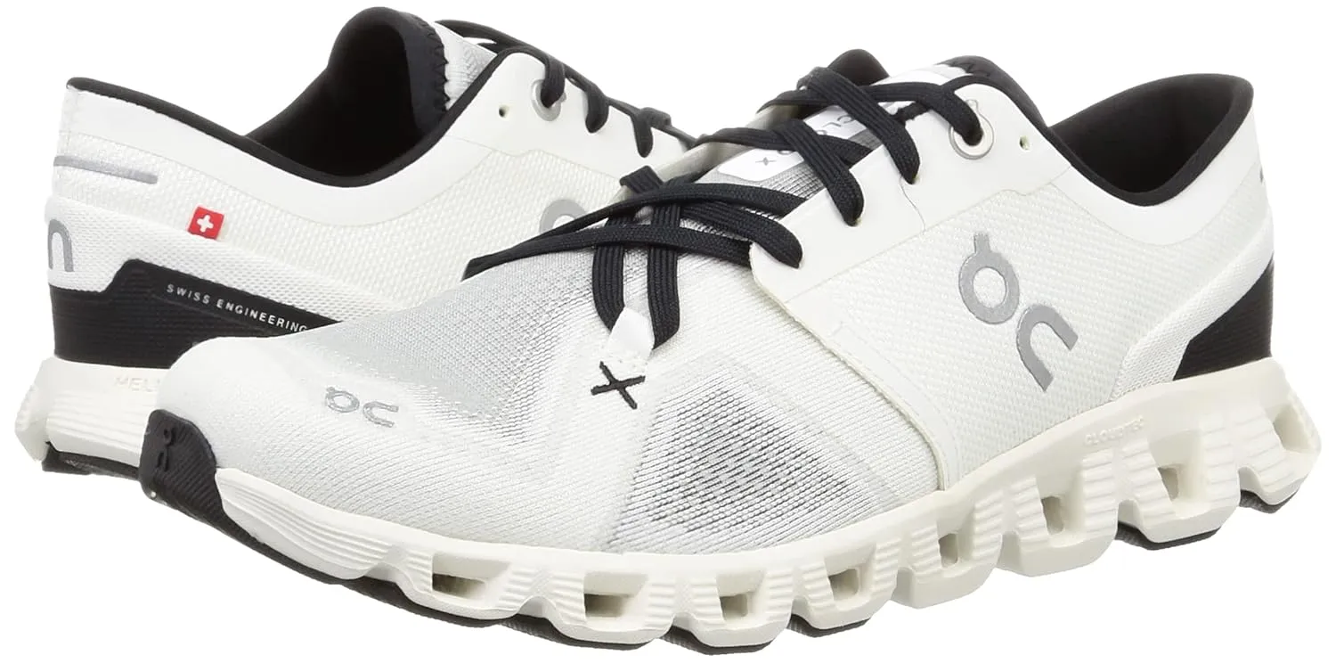 On Men's Cloud X 3 Sneakers, Ivory/Black, 8.5 Medium US