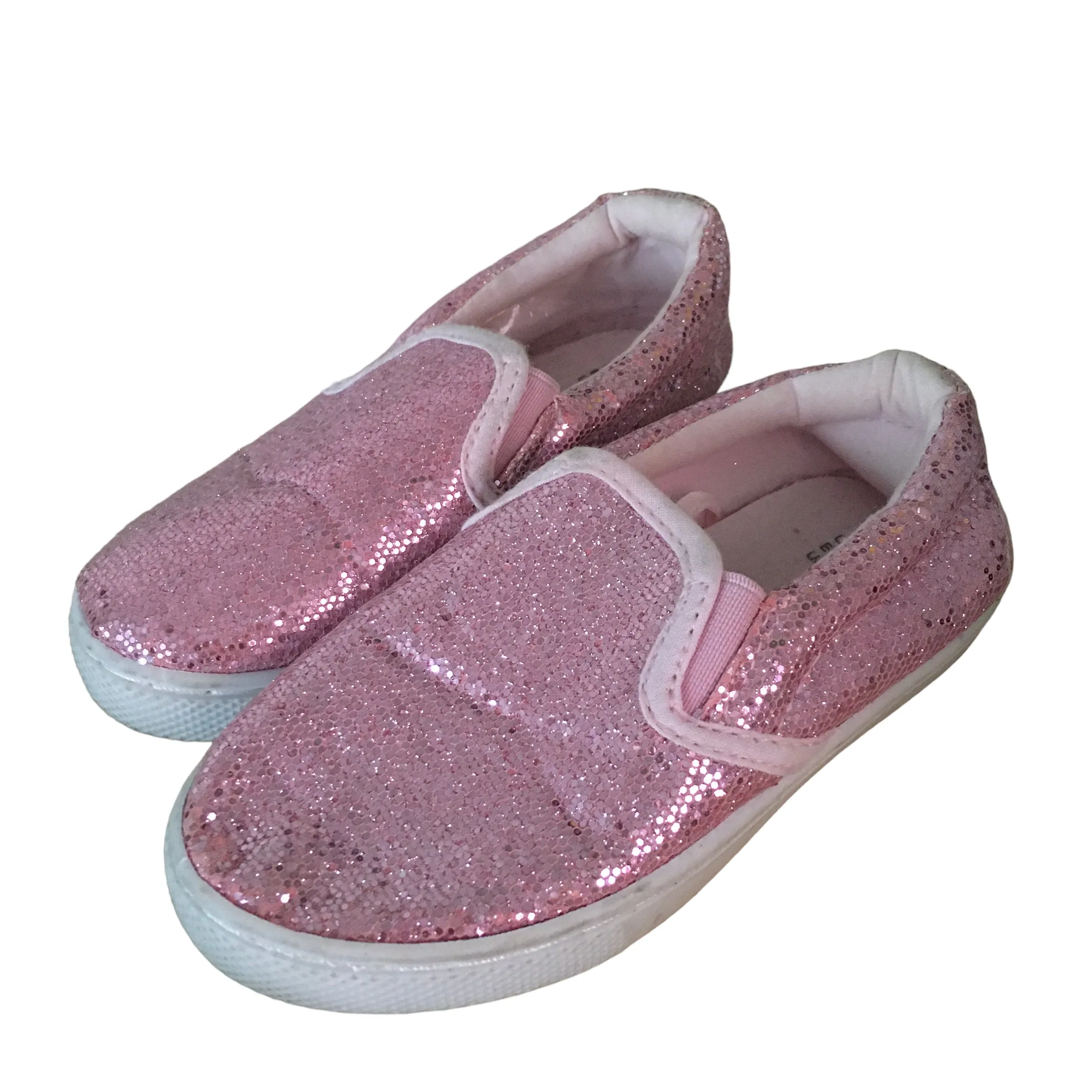 Primark Pink Glitzy Slip On Pumps Shoes - Girls Size Infant UK 7 EUR 24